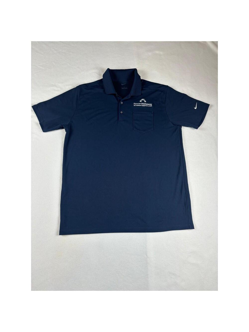 Nike Mens Large Navy Performance Polo Shirt Logo Pocket